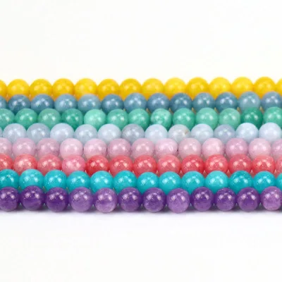 New Arrival Dyed Smooth Natural Jade Gemstone Beads Loose Stone Aquamarine Rhodochrosite Burma for DIY Bracelets Making