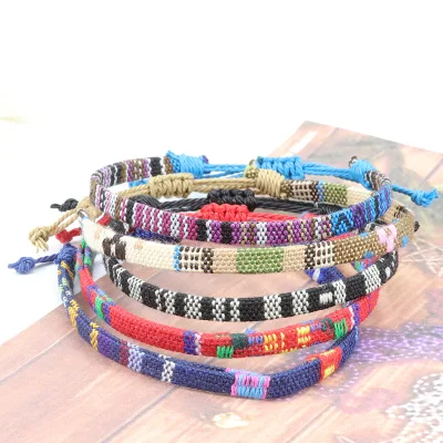 Casual Summer Colorful Friendship Anklet String Foot Jewelry Length Adjustable Bohemian Braided Rope Chain Anklets