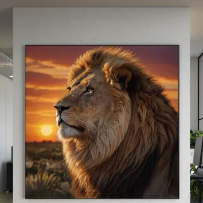 Modern Lion Picture on Canvas Crystal Paintings Printed Wall Art for Home Decor Supports Paper Base for Living Room