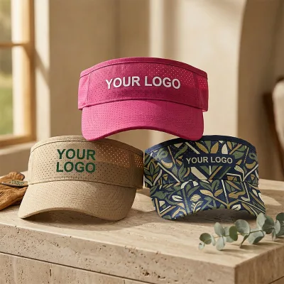 Premium Oxford Sporty All Over Sublimation Print Quick Dry Sports Visor with Laser Perforation and Custom Logo for Marathon