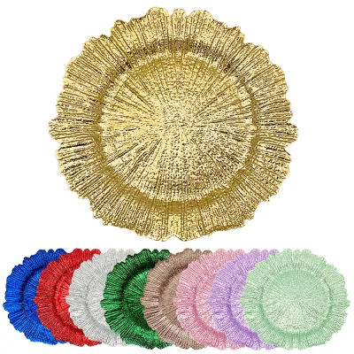 Handmade Luxury Embossed Edge Charger Plate Custom Party Supplies for Weddings Christmas Valentine's Day Easter & Diwali Dinner