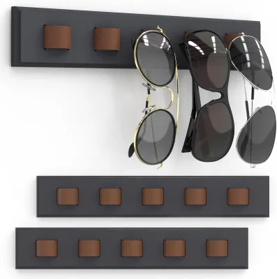 3 Pack Wooden Sunglass Organizer Rack Wall Mounted Novelty Hooks for Multiple Eyeglasses Home Decor Hanging Glasses Holder