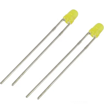 3mm round Yellow LED Diode with Long Leads Diffused LED for Light Application 5V Max. Reverse Voltage through Hole Case