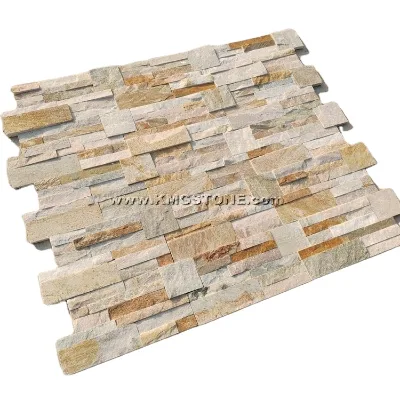 Cream-Colored Ceramic Tile Stone Wall Facade Rough Interior Slate Tile for Interior Wall Decoration