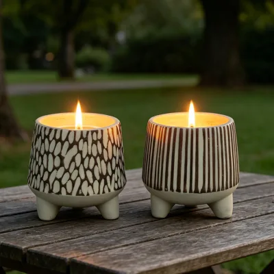 Handwoven Natural Sea Grass Colored Outdoor Garden Used Candle