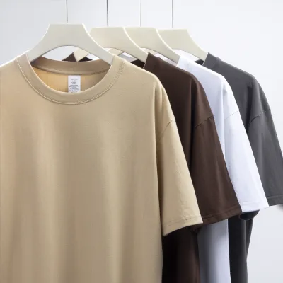 Wholesale High Quality 240Gsm Heavyweight 100% Cotton T-Shirt O-Neck Loose Casual Silk Screen Printing Knitted Unisex