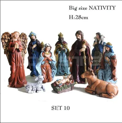 New 12" Resin Christmas Nativity Set Durable Scene Set for Holiday Decorations