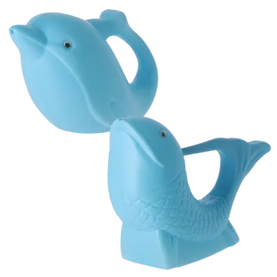 Esschert Design Recycled Sea Life Dolphin Fish HDPE Blue Animal Watering Can, Made From Post Consumer Waste Plastic