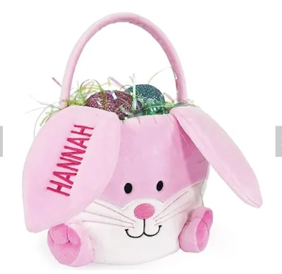 Super Cute Long Ear Easter Rabbit Basket Wholesale Funny Easter Decoration Bunny Bucket With Bow