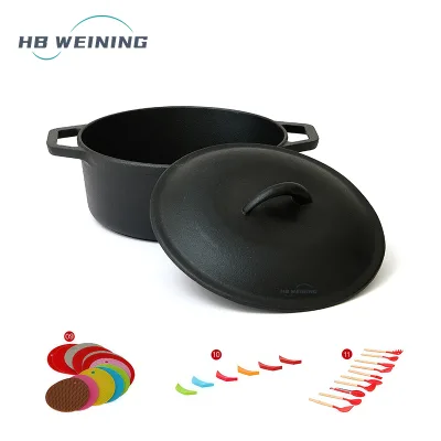 Wholesale Pre-Seasoned Cast Iron Dutch Oven with Lid Round Heavy Duty Stew Pot Traditional Cooking Pot Direct Factory Price B2B