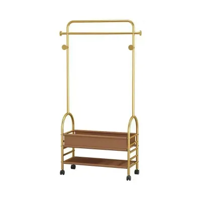 Double-Tier Luxury Large Capacity Coat Rack Single-Pole Garment Rack with Glossy Finish for Bag Use in Fashion Shops and Stores