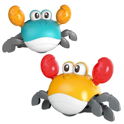 HY Cute Summer Beach Wind up Crawling Crab Toy Walking Moving Bath Toy Sensing Escape Crawling Crab Baby Toys for Gift