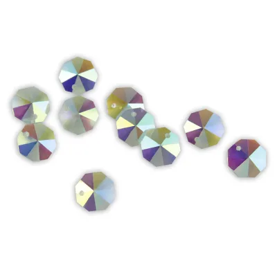14mm Double-Hole Crystal Octagonal Beads Electroplated Loose Holiday Decorations Made in China