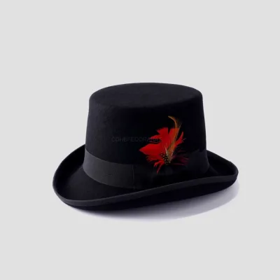 Wholesale High Quality Black Top Hat 100% Wool Men Felt lincoln Top Hats