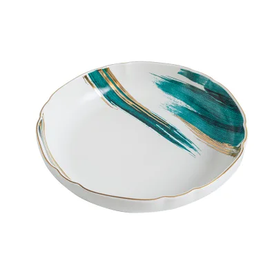 Wholesale Price Ink Painting Hand Made Painted Chinaware Dinnerware Plate Sets Restaurant Luxury Ceramic Dinner Set