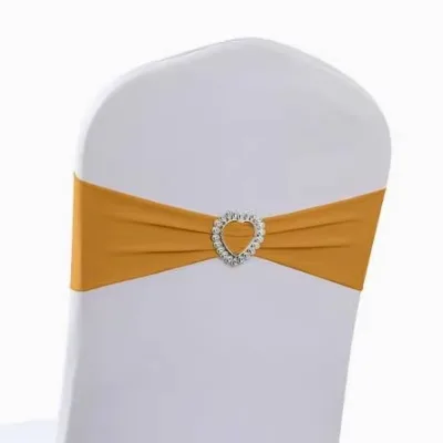 Heart Shape Elastic Chair Sash Bow Tie Backless Chair Cover Ribbon Wedding Banquet Party Decoration