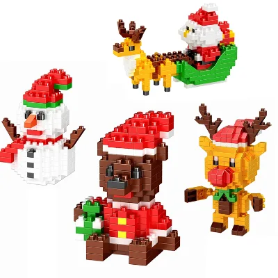 Promotional Christmas Snowman Moose Building Blocks Dollar Item Construction Toys for Girls Age Range 5 to 7 Years