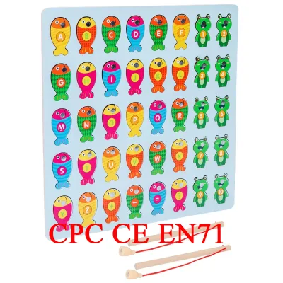 CPC CE EN71 Hot Sale Wooden Fishing Game Alphabet Letters and Numbers Wooden Letters Alphabet for Kids