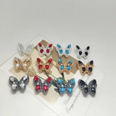 New Double-sided Alloy Hollow Water Droplet Rhinestone Large butterfly Necklace Pendant Versatile DIY Accessory Component