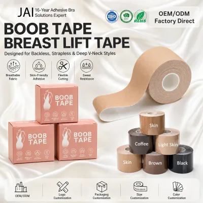 Waterproof Sticky Boobtape Breathable Roll Push up Silicone Adhesive Strapless Bra Boob Tape Breast Lift Tape for Large Breasts