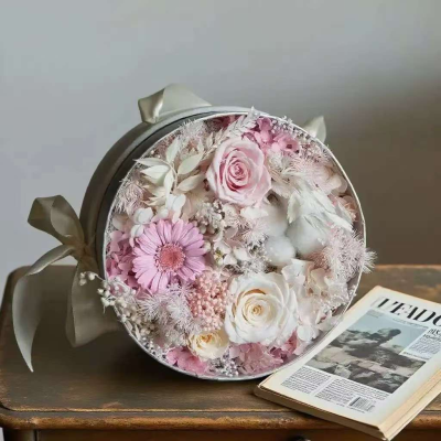 Valentine's Day Preserved Rose Flower Box | Birthday Gift | Wedding Decoration | Eternal Flower Cylinder | Cosmetic Storage Box
