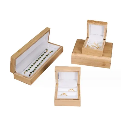 Bamboo Wood Ring Bracelet Earing Necklace Box Jewelry Packaging Box Wooden Jewelry Gift Box