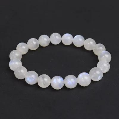 Natural 5A Blue Flash Rainbow Moonstone Crystals Bracelet Durable Stretch Cord Healing Bracelets for Women Gift