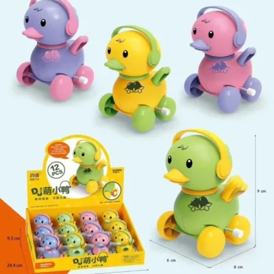Cartoon Wind-up Walking Toy With Duck Toy Car Wind-up Walking Animal Car Toy