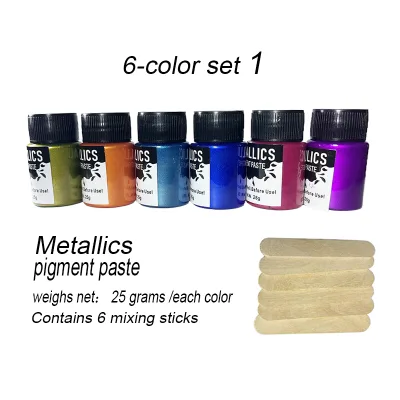 6 Shades Metallic Epoxy Coloring Paste 25g Each Easy Blending Art Medium for DIY Canvas Art Decorative Painting