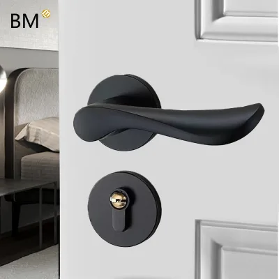 Aluminum Wooden Door Lock Gold Color Interior Bedroom Door Lever Handle Lock