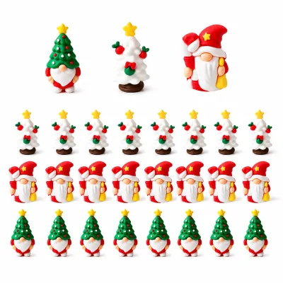 Mini Christmas PVC Figurine Cute Santa Gnome Christmas Tree Ornaments Tiny Holiday Decorations for Home Desk Party Decor Gifts