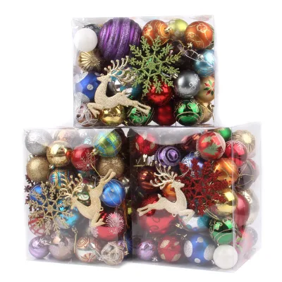 Personalized High Quality Flocking Shatterproof Red Gold Glossy Matte Tree Hanging Christmas Plastic Balls Printed Ornament