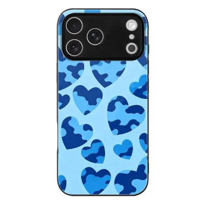 Hot Custom Blue Camo Love Heart Print Phone Case Trendy Camo Inside Heart Design Shock Absorbent Flexible PU Case Universal Fit
