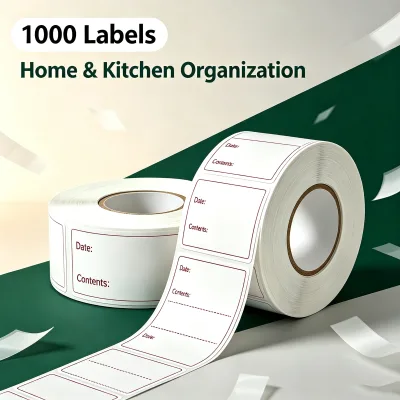 White Roll Date Contents Classification Labels 1000 Pcs Self Adhesive Blank Storage Marking Stickers for Pantry Container