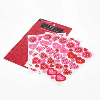 GF Lovely Custom Romantic Heart Design Decorative Kids Paper Sticker for Happy Valentine's Day