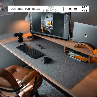 Felt Mouse Pad Stitched Wool Office Custom Desk Pad with Anti-Slip   Natural Rubber Base Computer Keyboard Mat
