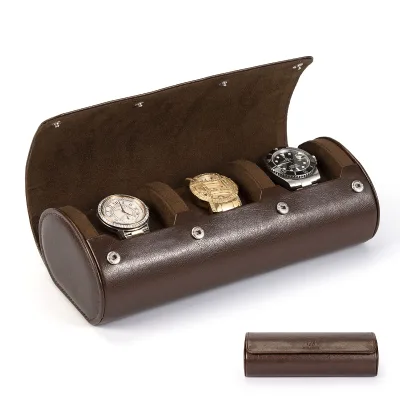 Watch Roll Travel Case 3 Slot Watch Boxes Cases Leather Watch Organizer Box