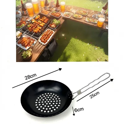 High Quality Metal Non Stick Grill Pan Outdoor Barbecue Grill Pan with Long Handle for Cooking