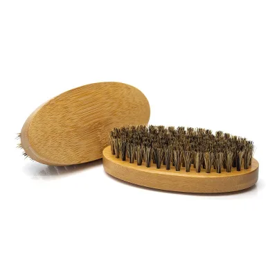 Custom Logo Natural Bamboo Wooden 100% Boars Bristles Shaving Brush Brown Wooden Beard Brush for Mens