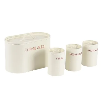 Tin Bread Storage Jar With Lid Concave Lid Oval Bread Box Cream White Food Storage Box