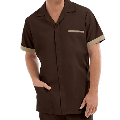 Housekeeping Uniforms Top for Men With Contrast Color