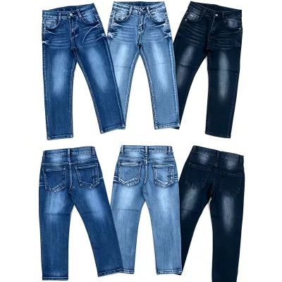 Spring and Autumn Children's Trendy Jeans Solid Washed Embroidered Kid Jeans for Boy Jeans