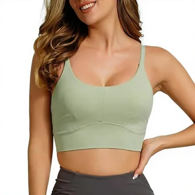 Womens Adults Shock-Proof High Support Crisscross Straps 100% Nylon Running Sports Bra Push-Up Fitness Workout Yoga Top