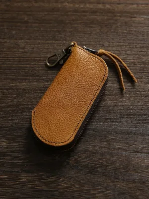 Custom Logo Multifunction Genuine Leather Key Holder Keys Holder Bag Zipper Car Key Case
