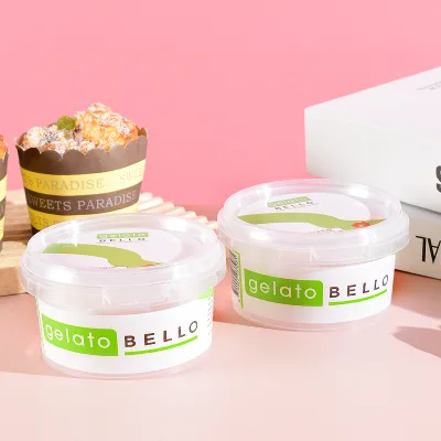 Custom logo Color Low Moq Food Grade Disposable Durable Eco Plastic 250g 500g 1000g 1kg  Buckets Ice Cream