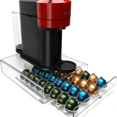 Acrylic Coffee Capsule Storage Rack with 32 Shelves Each Holding One Capsule