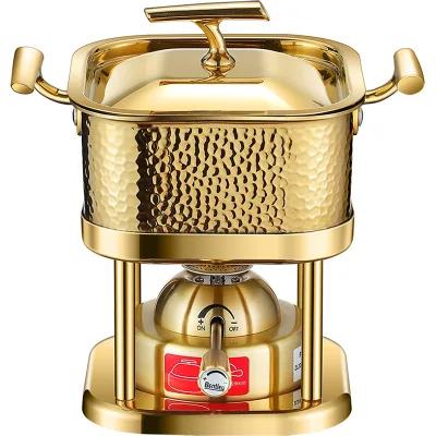 Single-Serving Modern Design 304 Triplex Steel Hot Pot Clear Soup Pot for Restaurant Alcohol Self-Service Hot Pot Cook