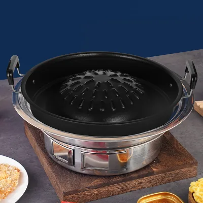 HT23032731 Southeast Asia Laos Myanmar Thailand Charcoal BBQ Stove Grill Pan Aluminum Hot Pot Both Grilling Dipping Thai-Style