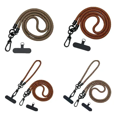 Adjustable Phone Lanyard with Tab Nylon Pretty Mobile Phone Crossbody Jacquard Long Lanyard Phone Lanyard Necklace Strap