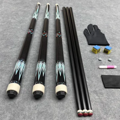 Wholesale 10mm 11.5mm 13mm Graphite Pool Cue with UV Printed Butt and 3D Printed Lychee Pattern Grip